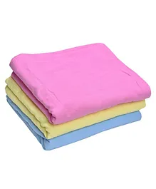 MK Handicrafts Large Cotton Quilts Pack of 3 - Pink Yellow Blue