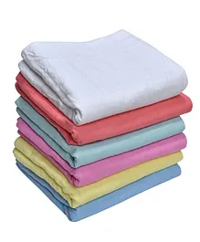 MK Handicrafts Cotton Quilts Pack of 6 - White & Multicolour