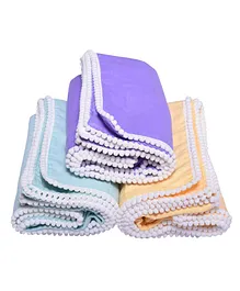 MK Handicrafts Large Cotton Quilts Lace Design Pack of 3 - Purple Blue Cream