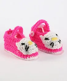 Knits & Knots Animal Design Booties - Pink & White