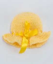 Knits & Knots Cap With Satin Bow - Yellow