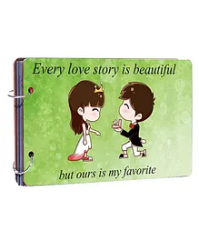 Studio Shubham Wooden Scrapbook Album Every Love Story Is Beautiful Print - Green