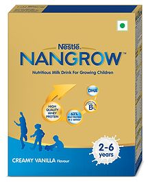 Nestle NANGROW  Nutritious Milk drink for growing children aged 2-6 years  ZERO Sucrose Contains DHA Rich in Protein & Vital Nutrients Creamy Vanilla Flavor - 400 gm