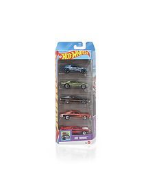 Hot Wheels Diecast Toy Car HW Torque Free Wheel Model with Smooth Rolling Wheels Pack of 5 - Multicolor
