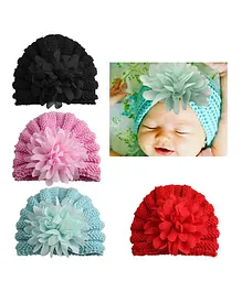 Babymoon Flower Kids Baby Cap Photography Shoot Props Costumes Gift Set of 4 - Multicolour