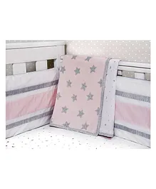 Masilo Organic Cotton Dohar Blanket Star Print - Pink & Grey