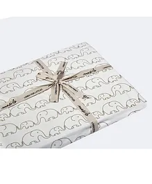 Masilo Organic Cotton Fitted Cot Sheet Elephant Print - White 