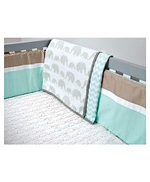 Masilo Organic Cotton Dohar Blanket 105 x 105 cm For Baby's/kids Nursery Soft ,Lightweight and portable, 0 to 3 Years - Elephant - Mint