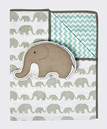 Masilo Elephant Parade Tuck Me In Gift Bundle with Organic Baby Dohar Blanket