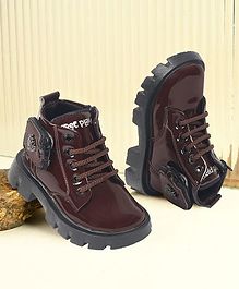 Freeplay Crown Embellished Lace Up Boots - Brown