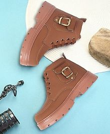 Freeplay Buckle Detailed Lace Up Boots - Tan