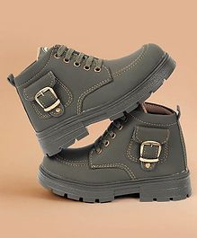 Freeplay Buckle Detailed Lace Up Boots - Green