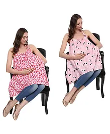 Wobbly Walk Nursing Covers Heart & Floral Print Pack of 2 - Red Pink