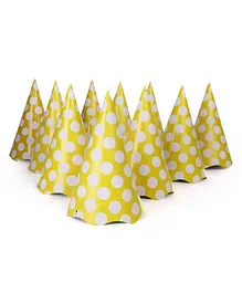 B Vishal Polka Dots Print Paper Caps Yellow - Pack of 10
