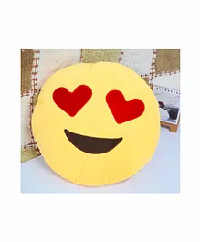 Frantic Heart Eyes Smiley Plush Cushion - Yellow