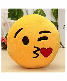 Frantic Flying Kiss Smiley Plush Cushion - Yellow