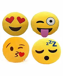 Frantic Smiley Plush Cushion Yellow - Pack of 4