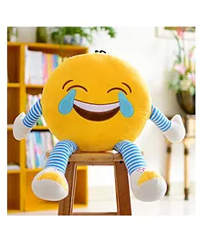 Frantic Laughing Plush Cushion With Stripe Hands And Legs - Yellow 
