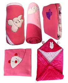 My NewBorn Premium Multipurpose Baby Wrappers Dark Pink & Purple - Pack of 5