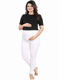 Mamma's Maternity Solid Full Length Maternity Legging - White