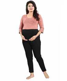 Mamma's Maternity Solid Full Length Maternity Bottom - Black