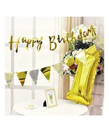 Amfin Birthday Decoration Combo Set Golden - Pack of 3