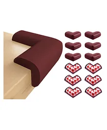 BabyPro Lab Tested Certified Set of 12 Baby Proofing Corner Protectors with Strong 3M Adhesive for Sharp Edges of Bed Table & Furniture - Brown