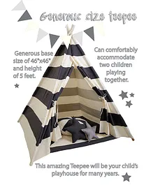 Mi Dulce An'ya Striped Cotton Tent With Rods & Cushions - Grey & Off white