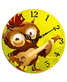 Studio Shubham Owl Printed Wooden Wall Clock - Green