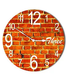 Studio Shubham Brick Design Wooden Wall Clock - Brown