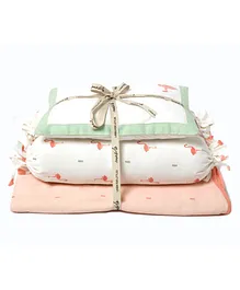 Masilo Hello Flamingo New Baby Mini Cot Set with Organic Baby Dohar Blanket