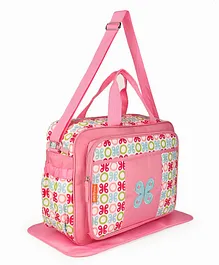 Diaper Bag With Changing Mat Butterfly Print - Pink
