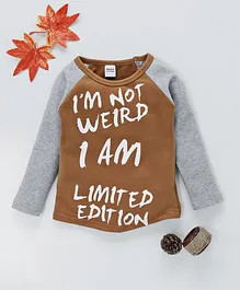 Menga Wa I Am Limited Edition Print Full Sleeves Tee - Brown