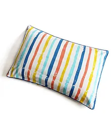 Silverlinen Cotton Striped & Zippered Pillow Cover - Multicolour