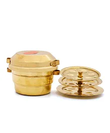Shripad Steel Home Antique Brass Idli Pot Model - Gold