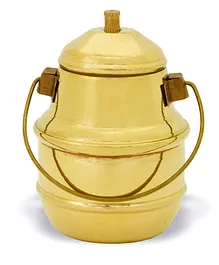 Shripad Steel Home Miniature Brass Milk Can - Golden