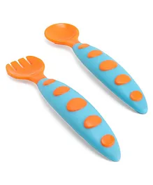 Ladybug Spoon & Fork Set With Travel Case - Blue Orange