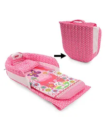 Folding Bed With Pillow Multi Print - Pink 