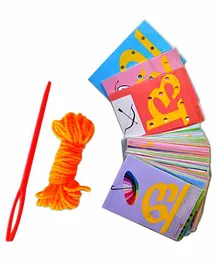 ProjectsforSchool Laminated Hindi Alphabet Cards & Thread Set - Multicolour