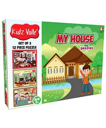 Kidz Valle My House Jigsaw Puzzle - Set of 3 12 Piece Puzzle