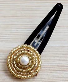 Pretty Ponytails Pearl & Beads Design Hair Clip - Gold & White