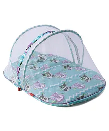 Fisher Price Baby Mattress With Mosquito Net & Pillow Panda Print - Blue