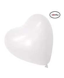 SmartCraft Heart Shaped Latex Balloons White - Pack of 100