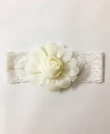 Knotty Ribbons Big Rose Flower Applique Headband- Ivory