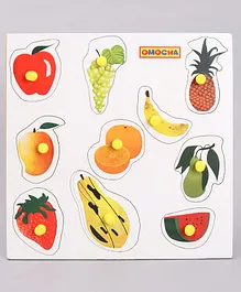 Omocha Wooden Fruits Puzzle With Pegs - Multicolour