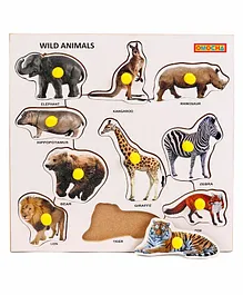 Omocha Wooden Animal Puzzle With Pegs - Multicolour