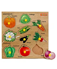 Omocha Wooden Vegetables Puzzle With Pegs -Color May Vary