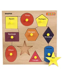 Omocha Wooden Shapes Puzzle With Pegs - Multicolour