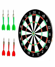 Planet of Toys Double Faced Portable Dart Board With Darts - Black 