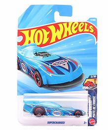 Hot Wheels Supercharged Die-Cast Free Wheel Toy Car (77/250) - Sky Blue